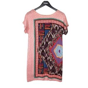 Anthropologie HEYHOE Size XS 100% Silk Asymmetrical Tribal Sheath Slip Dress